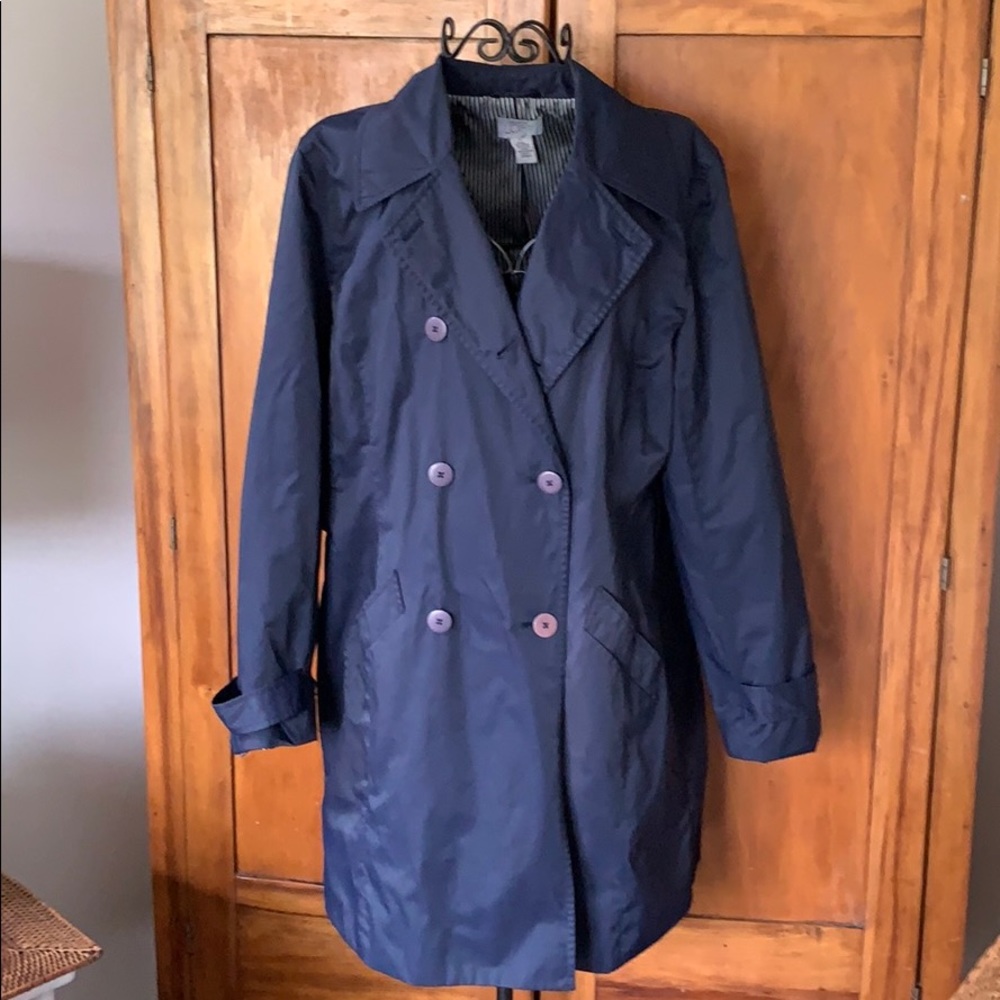 L Navy Rain coat/ Spring jacket Ann Taylor LOFT